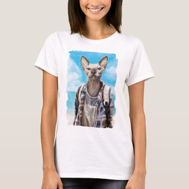 Sphynx katt. tourist. t shirt (Framsida)