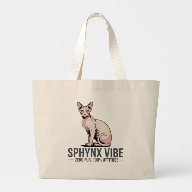 Sphynx Katt Vibe Under Solljus Konst Jumbo Tygkasse (Baksida)