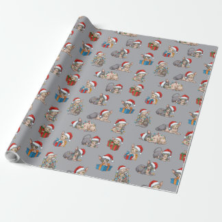 Sphynx Katter Julmönster Silverpresent Presentpapper