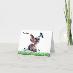Sphynx Kitten Friend-hälsningskort Tack Kort