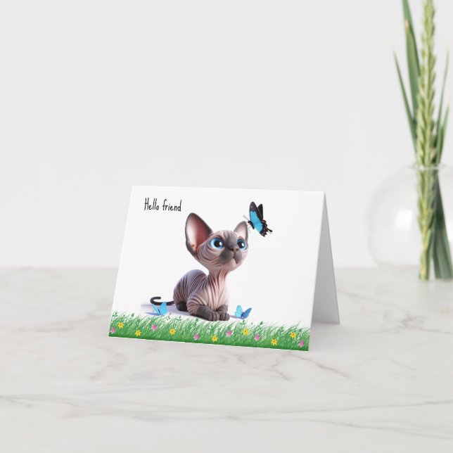 Sphynx Kitten Friend-hälsningskort Tack Kort (Framsida)