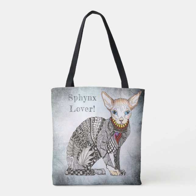 Sphynx Lover Cat Tote Bag Tygkasse (Baksida)