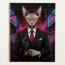 Sphynx Mafia Katt i Neon Noir Stil