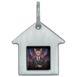 Sphynx Mafia Katt i Neon Noir Stil ID-bricka Husdjur