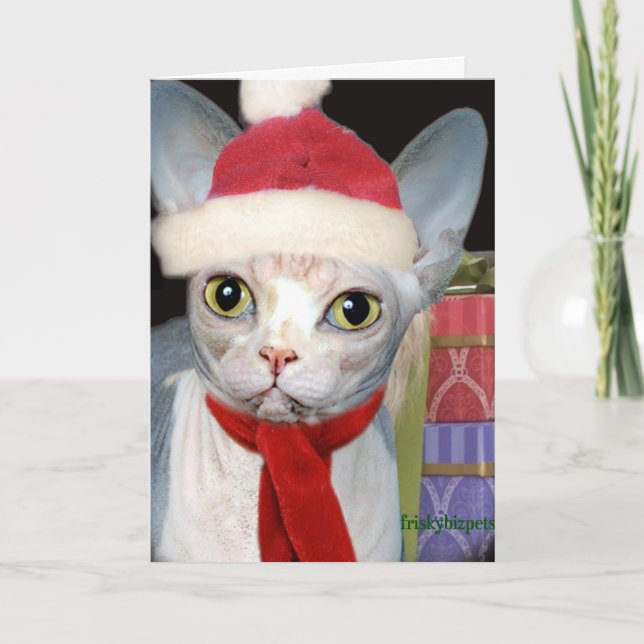Sphynx Santa katt Helgkort (Framsida)