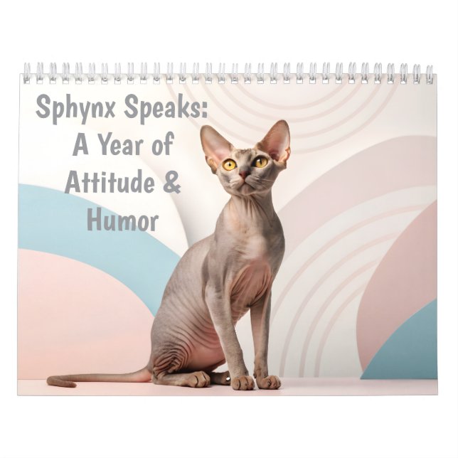 Sphynx Speaks: Editable Monthly Cat Humor Art Kalender (Omslag)