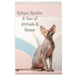 Sphynx Speaks: Editable Monthly Cat Humor Art Kalender