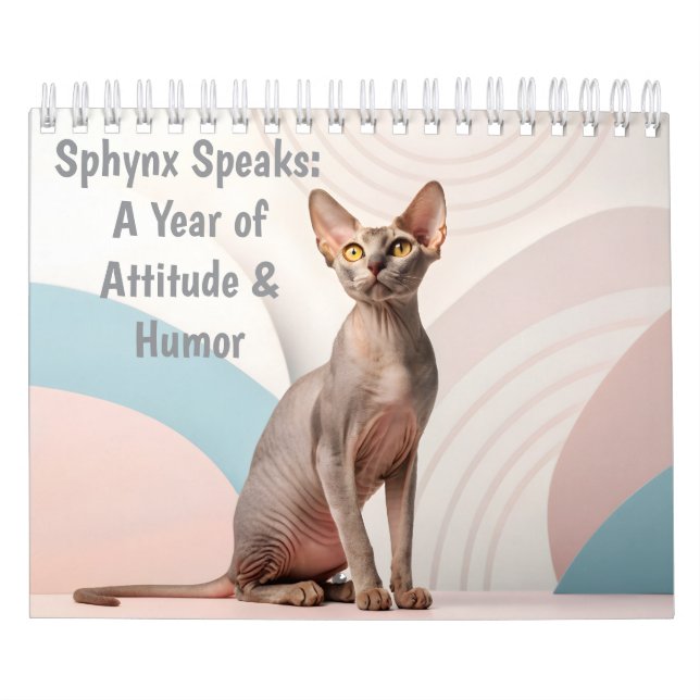 Sphynx Speaks: Editable Monthly Cat Humor Art Kalender (Omslag)