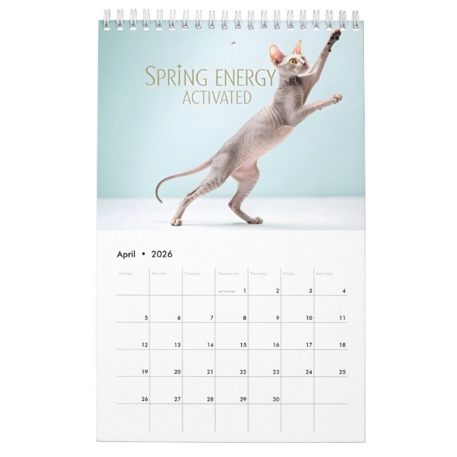 Sphynx Speaks: Editable Monthly Cat Humor Art Kalender (Apr 2026)