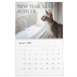 Sphynx Speaks: Editable Monthly Cat Humor Art Kalender