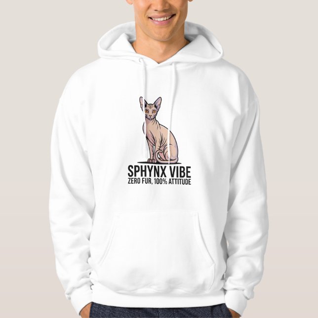 Sphynx Vibe – Zero Fur, 100% Attitude Hoodie (Framsida)
