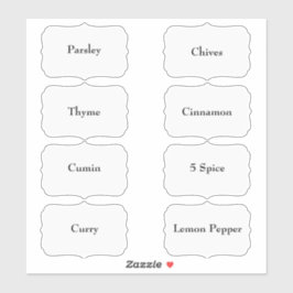 Spice Rack Waterproof Elegant White Pantry Labels Klistermärken
