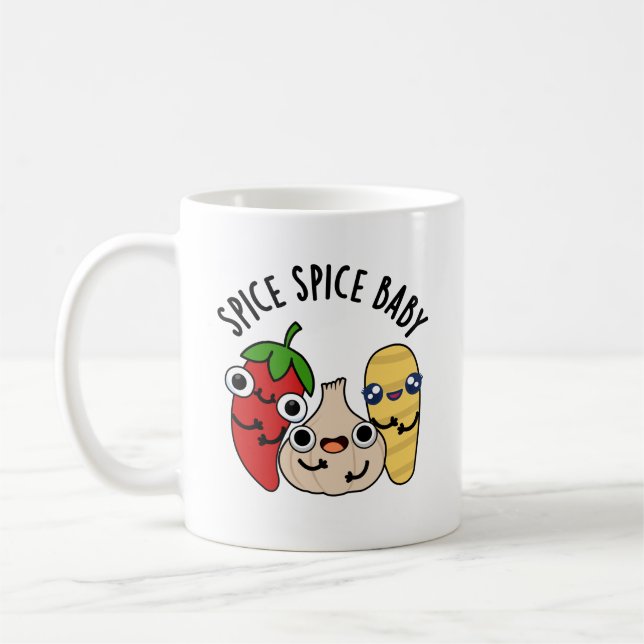 Spice Spice Baby Funny Food Pun Kaffemugg (Vänster)
