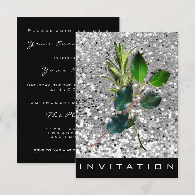 Spices italiensk Chef Dinner House Silver Glitter Inbjudningar (Fram/baksida)