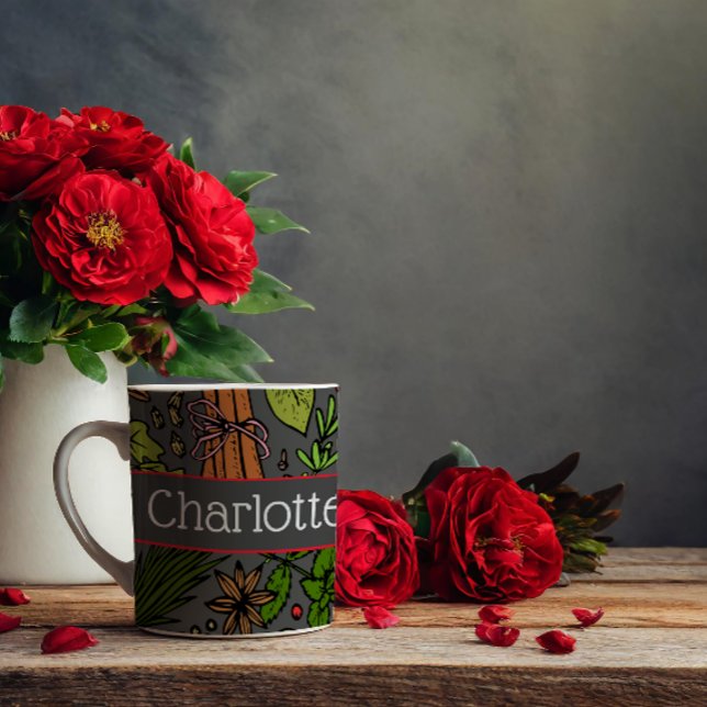 Spices mönster, eget namn grått kaffemugg (Skapare uppladdad)