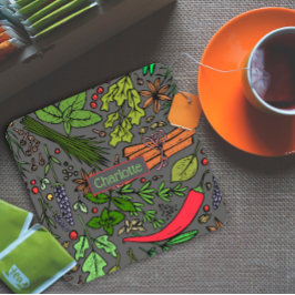 Spices mönster, eget namn grått underlägg papper kvadrat