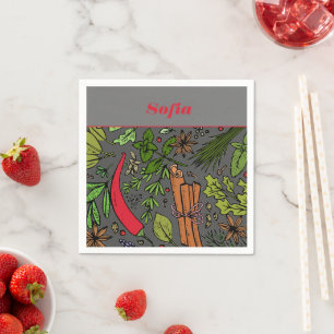 Spices mönster eget namn grått vit pappersservett
