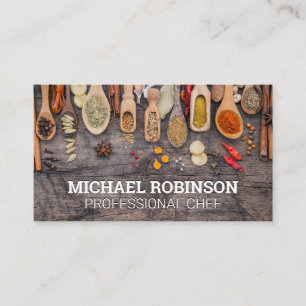 Spices on Wood Spoons Visitkort