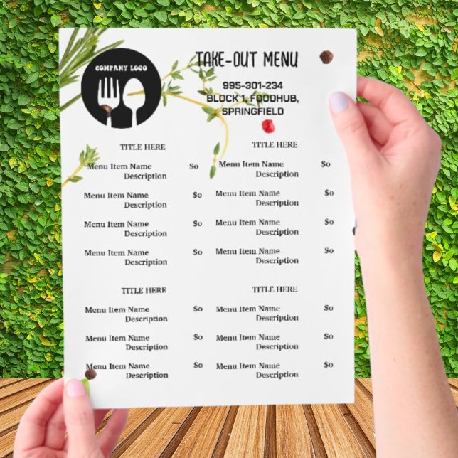 Spices Theme Restaurang Take Away Meny med QR-kod (Skapare uppladdad)