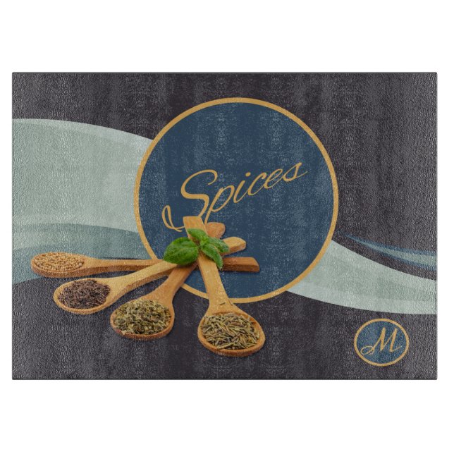Spices Wooden Stirring Spoon med Spices Monogram (Framsidan)