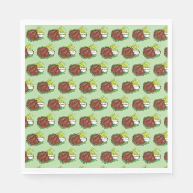 Spicy BBQ Buffalo Chicken Vingar Tailgate Party Pappersservett (Framsidan)