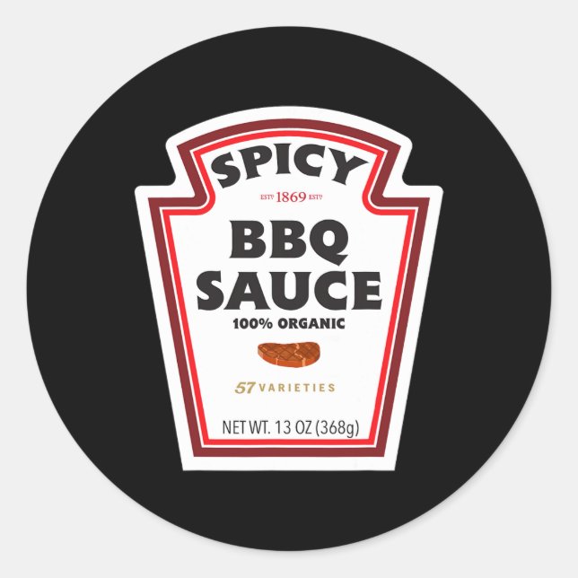 Spicy Bbq Sauce Flaska etikett Funny Halloween Cos (Framsida)