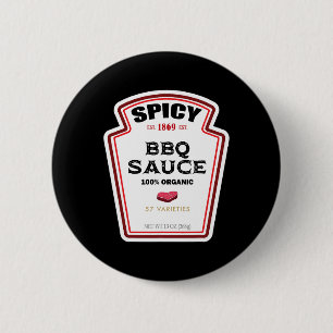 Spicy Bbq Sauce Flaska etikett Funny Halloween Cos Knapp