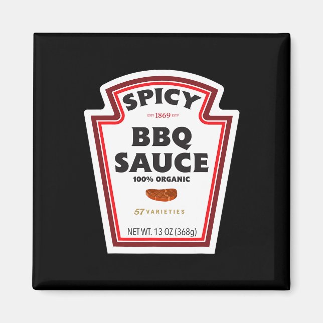 Spicy Bbq Sauce Flaska etikett Funny Halloween Cos Magnet (Framsidan)