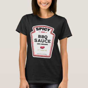 Spicy Bbq Sauce Flaska etikett Funny Halloween Cos T Shirt