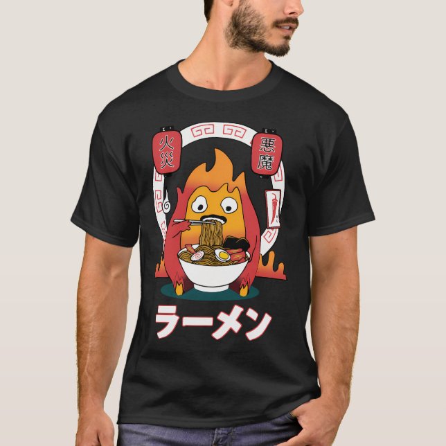 Spicy Calcifer Studio Ghibli T Shirt (Framsida)