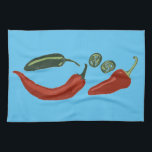 Spicy chiles jalapeno kökshandduk<br><div class="desc">Torka av köket med den här roligten och krydda jalapenoskålen. Gör en underbar husuppvärmning eller en bröllop-gåva! Du kan anpassa den och även lägga till text. Kolla min butik för mycket mer färg och mönster!</div>