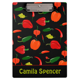 Spicy Chili Pepper Pattern Personalized Clipboard