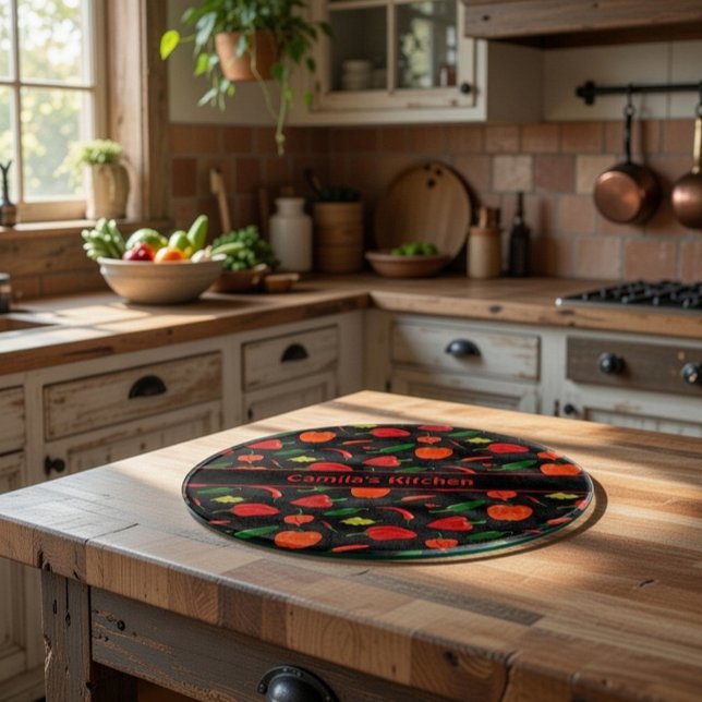 Spicy Chili Pepper Pattern Personalized Glass (Skapare uppladdad)