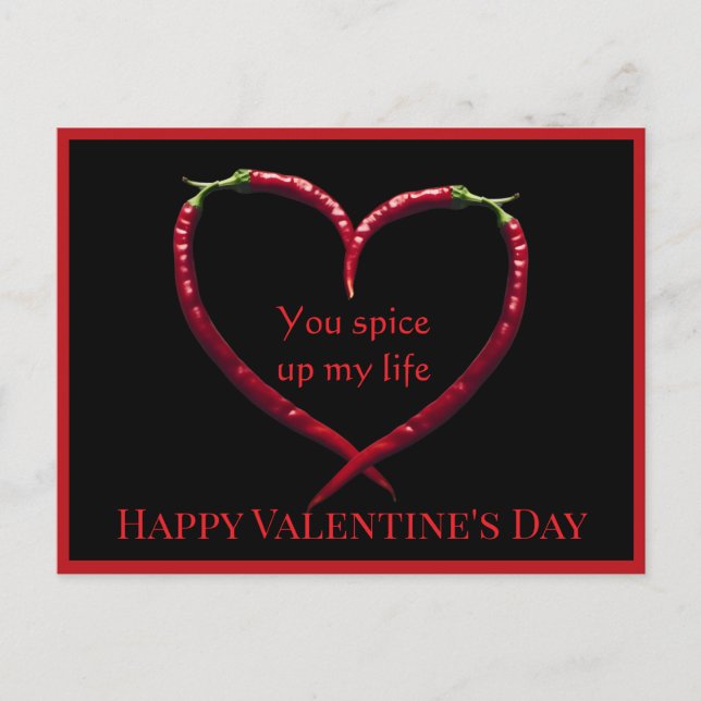 Spicy Chili Pepper Valentines Day Postcard Helg Vykort (Framsida)
