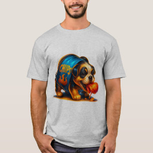 Spicy Chips Valp T-Shirt Rolig Söt Hund Godis D