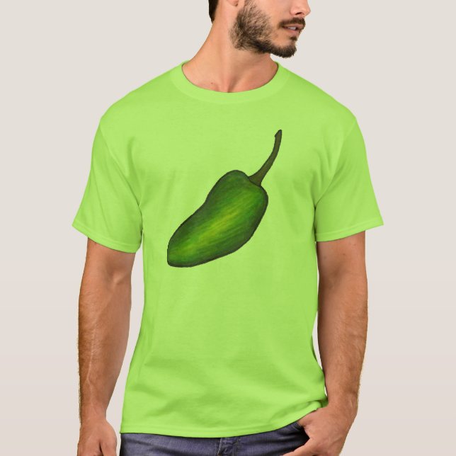 Spicy Grönt Hett Jalapeno Pepper Vegetable Veggie T-shirt (Framsida)