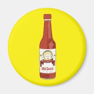 Spicy Hett Sauce Cat Sombrero Roligt på Gult Magnet