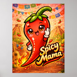 Spicy Mama - Het Stafett - Matglada Vänner Poster