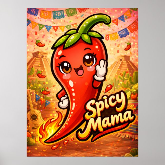 Spicy Mama - Het Stafett - Matglada Vänner Poster (Framsidan)