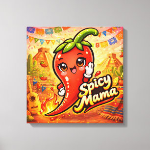 Spicy Mama - Het Stöten - Matglada Vänner Canvastryck