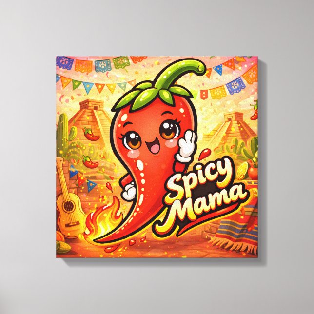 Spicy Mama - Het Stöten - Matglada Vänner Canvastryck (Framsida)