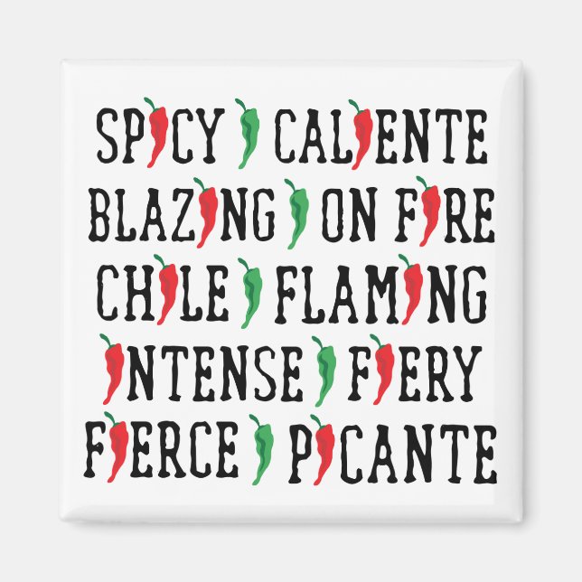 Spicy Ord Chile Pepper Design Magnet (Framsidan)