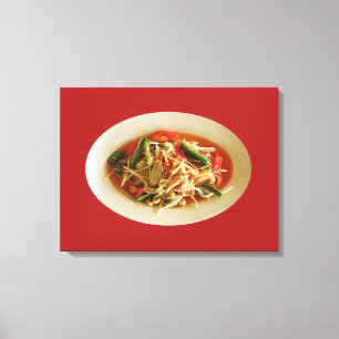 Spicy Papaya Salad [som Tam] ... Thai Lao Food Canvastryck