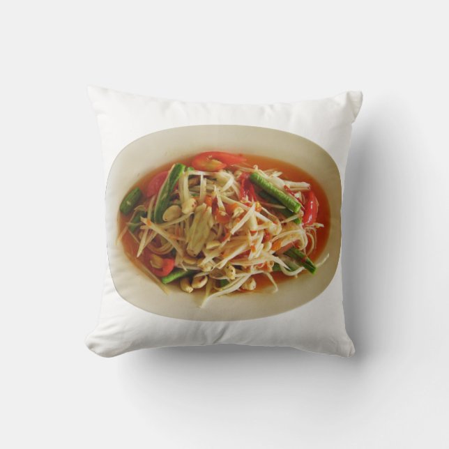 Spicy Papaya Salad [som Tam] ... Thai Lao Food Kudde (Framsida)