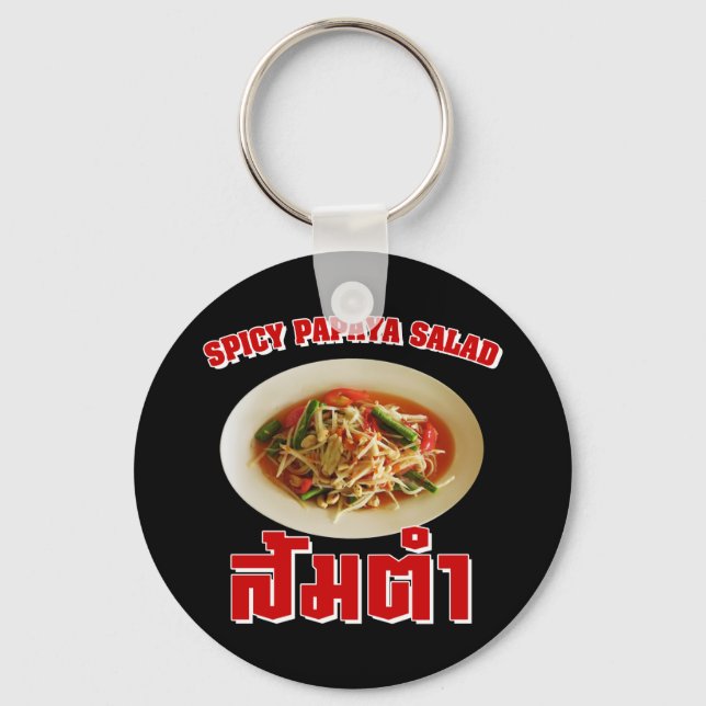Spicy Papaya Salad [som Tam] ... Thai Lao Food Nyckelring (Framsida)