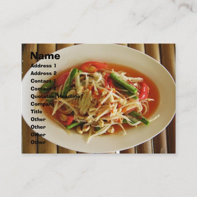 Spicy Papaya Salad [som Tam] ... Thai Lao Food Visitkort (Framsida)