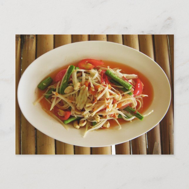 Spicy Papaya Salad [som Tam] ... Thai Lao Food Vykort (Framsida)