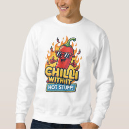 Spicy Pepper Tee – “Chilli With It” Cartoon Design Lång Ärmad Tröja