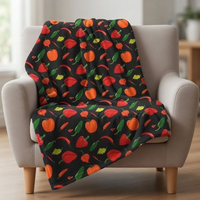 Spicy Peppers Pattern Throw Blanket Fleecefilt (Skapare uppladdad)