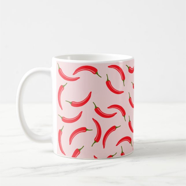 Spicy Red Chili Mönster Kaffemugg (Vänster)